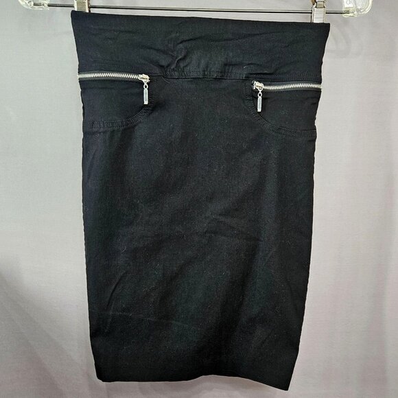 Women Midi Skirt Joe B Junior XS Black Pencil Pull On Zipper Dress Gothic Punk - Picture 1 of 6